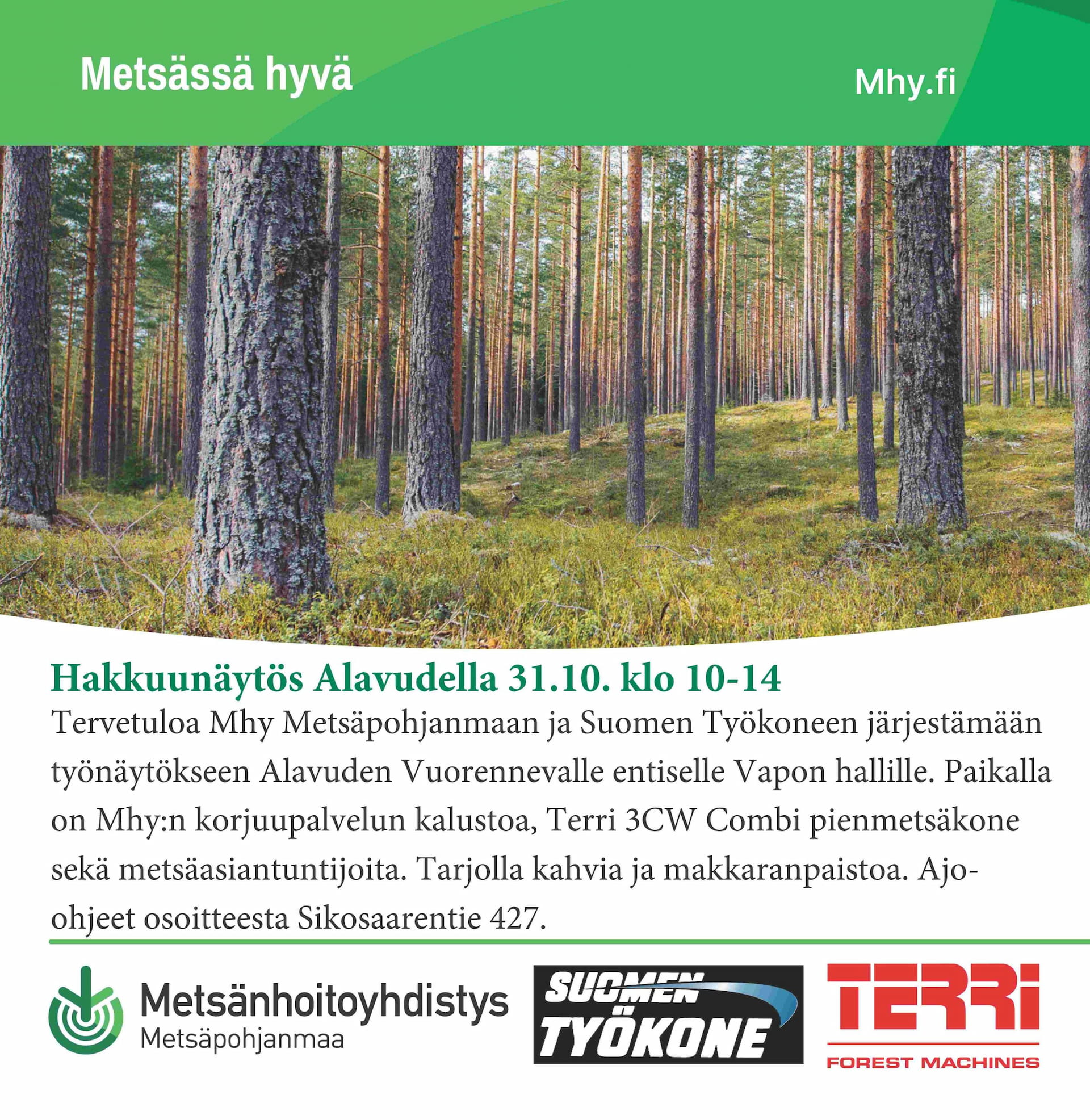 Hakkuunäytös Alavudella 31.10. klo 10-14